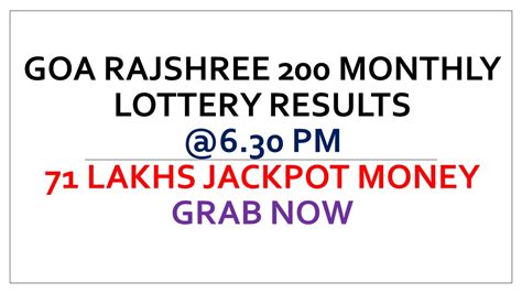 Goa Rajshree Lottery Results Today [Live 14.6.2024].